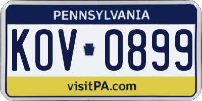 PA license plate KOV0899