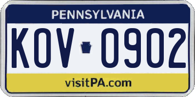 PA license plate KOV0902