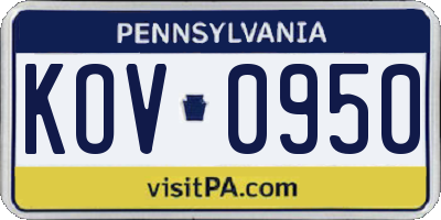 PA license plate KOV0950