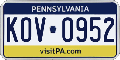 PA license plate KOV0952