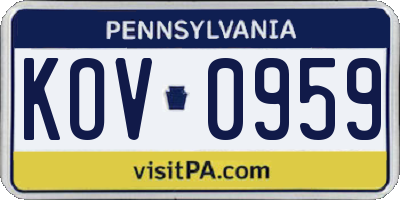 PA license plate KOV0959