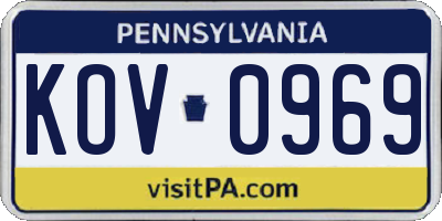 PA license plate KOV0969