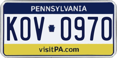 PA license plate KOV0970