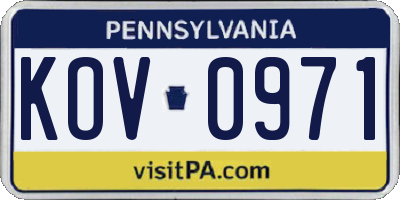 PA license plate KOV0971