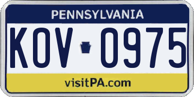 PA license plate KOV0975