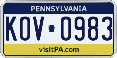 PA license plate KOV0983