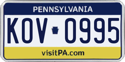 PA license plate KOV0995