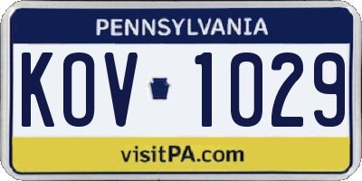 PA license plate KOV1029
