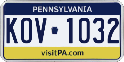 PA license plate KOV1032