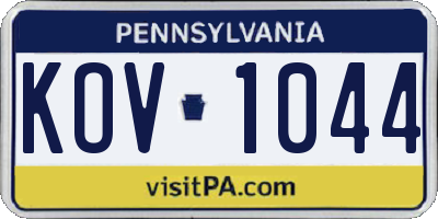 PA license plate KOV1044