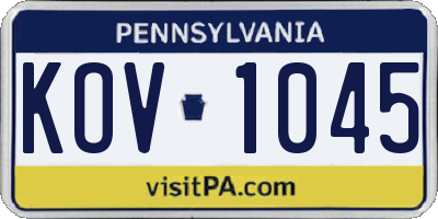 PA license plate KOV1045
