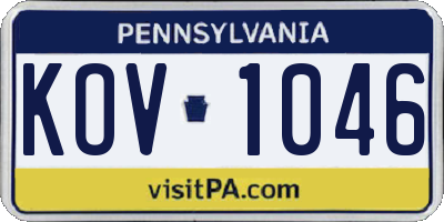 PA license plate KOV1046