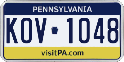 PA license plate KOV1048