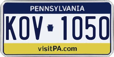 PA license plate KOV1050