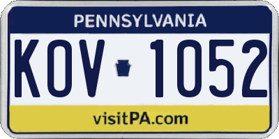 PA license plate KOV1052