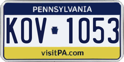 PA license plate KOV1053