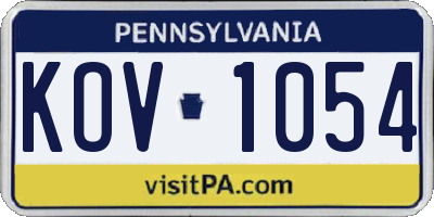 PA license plate KOV1054