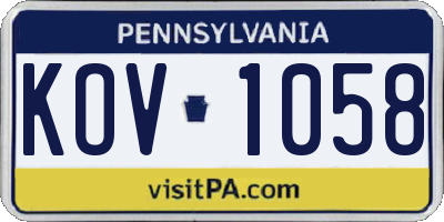 PA license plate KOV1058
