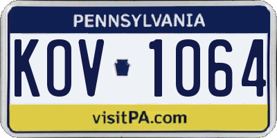 PA license plate KOV1064