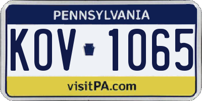 PA license plate KOV1065