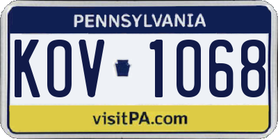 PA license plate KOV1068