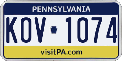 PA license plate KOV1074