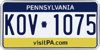 PA license plate KOV1075