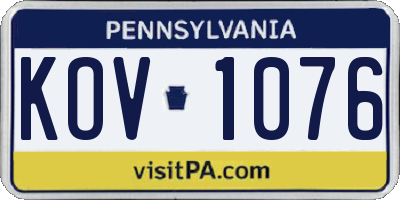 PA license plate KOV1076