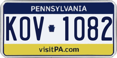 PA license plate KOV1082