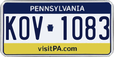 PA license plate KOV1083