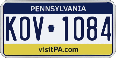 PA license plate KOV1084