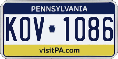 PA license plate KOV1086