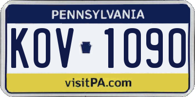 PA license plate KOV1090