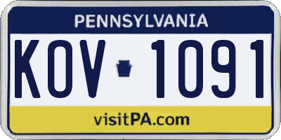 PA license plate KOV1091