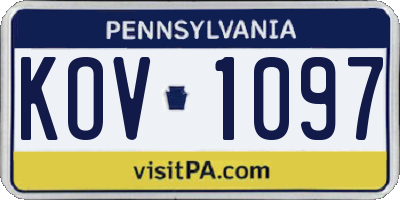 PA license plate KOV1097
