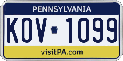 PA license plate KOV1099
