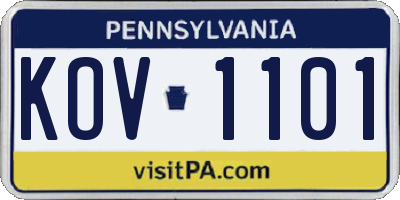 PA license plate KOV1101