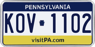 PA license plate KOV1102