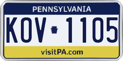 PA license plate KOV1105