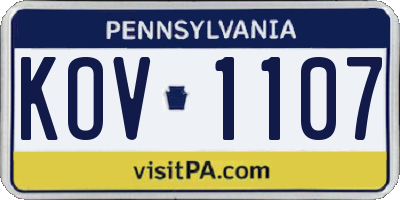 PA license plate KOV1107
