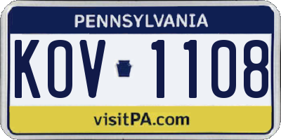 PA license plate KOV1108