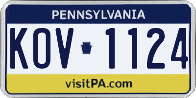 PA license plate KOV1124