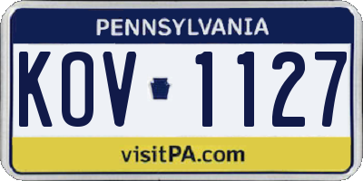 PA license plate KOV1127