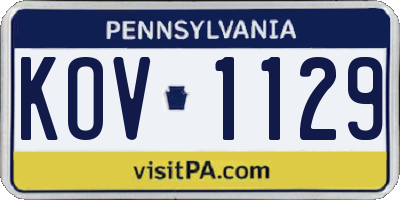 PA license plate KOV1129
