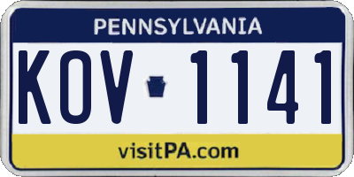 PA license plate KOV1141