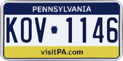 PA license plate KOV1146