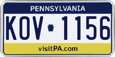 PA license plate KOV1156