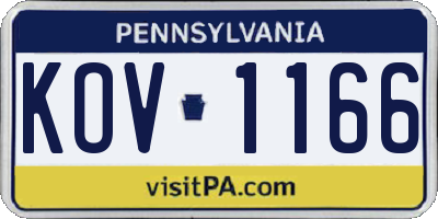 PA license plate KOV1166