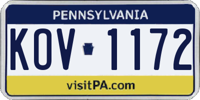 PA license plate KOV1172