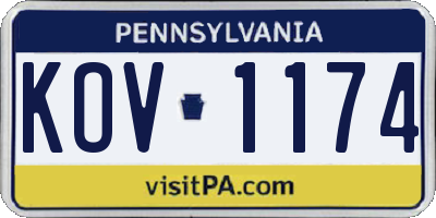 PA license plate KOV1174